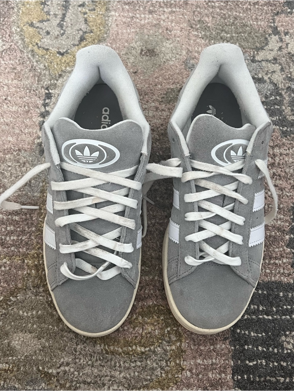 adidas Gray Suede Campus Sneakers with White Stripes - Men's